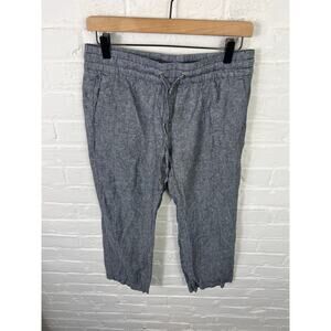 Ann Taylor Women's Linen Cropped Pant Drawstring Gray Size Small Petite